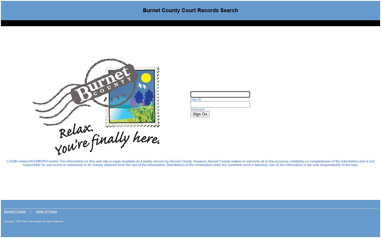Burnet County inmate records Odyssey Public Access login